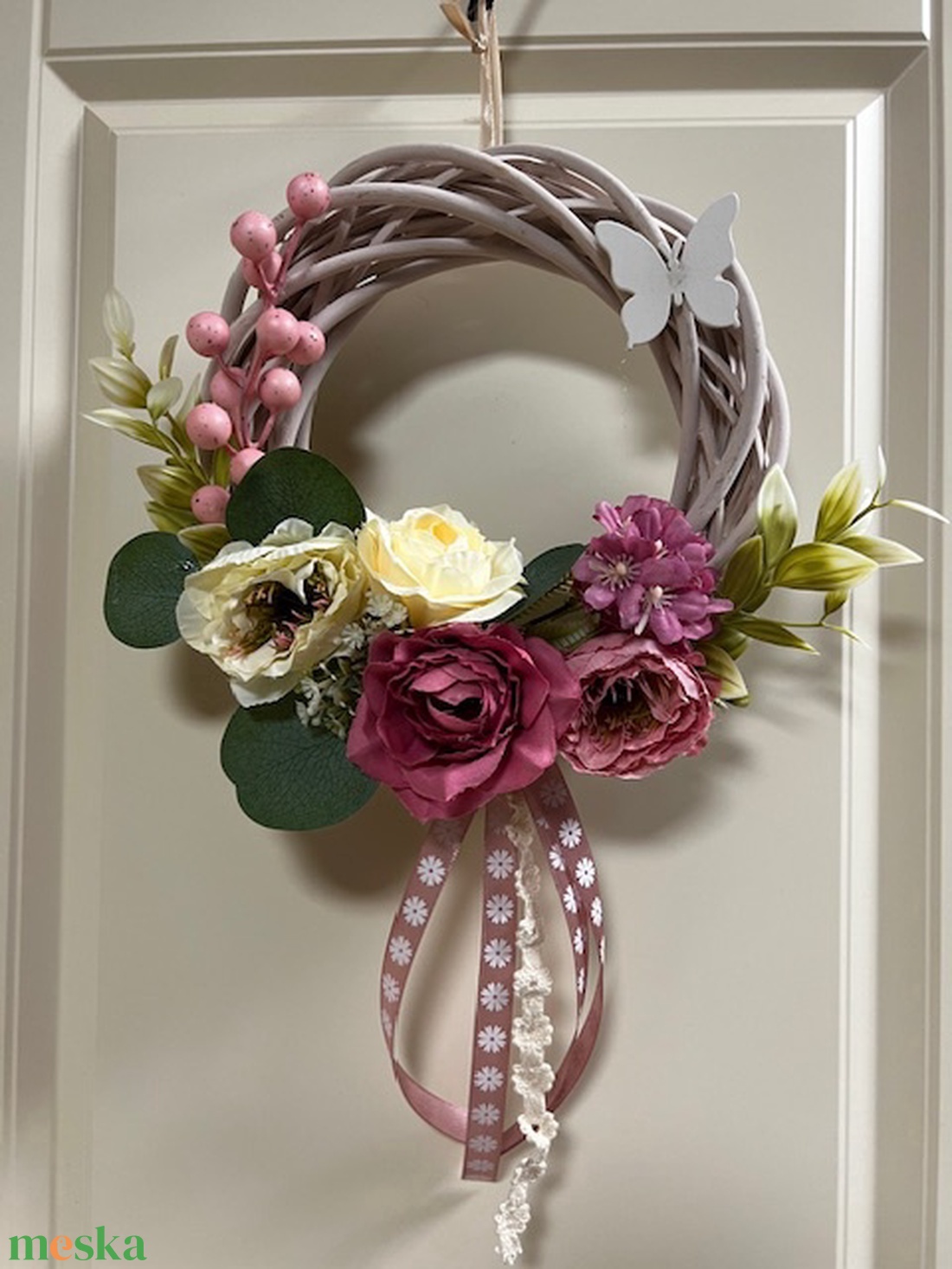Tavaszi koszorú  - otthon & életmód - virágdekoráció - virágdíszek - dekor koszorúk, kopogtatók - Meska.hu