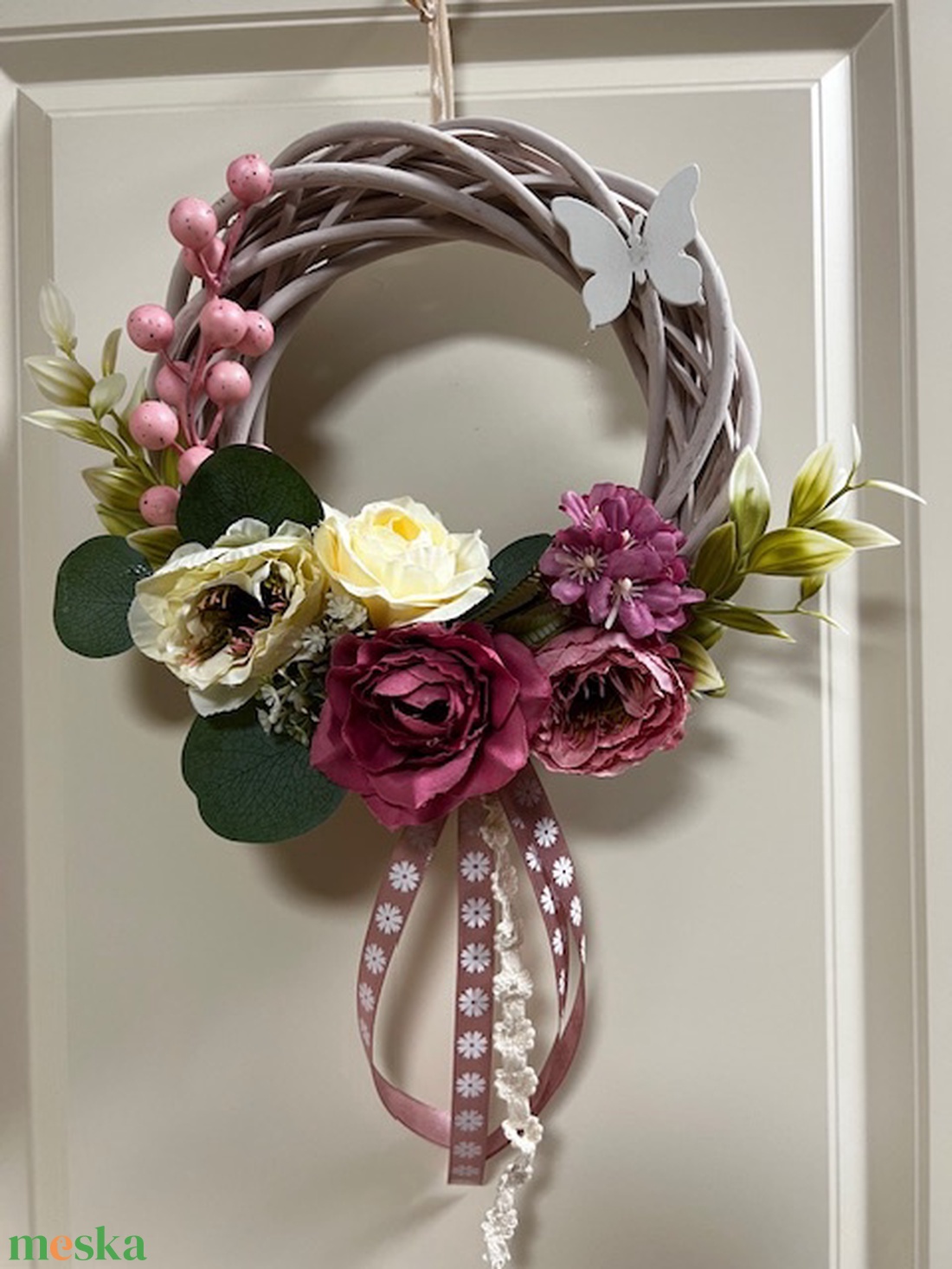 Tavaszi koszorú  - otthon & életmód - virágdekoráció - virágdíszek - dekor koszorúk, kopogtatók - Meska.hu