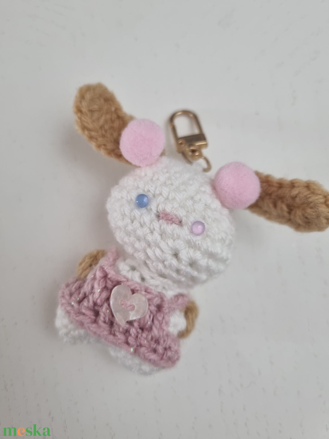 Horgolt Kulcstartó Nyuszi - táska & tok - kulcstartó & táskadísz - kulcstartó - Meska.hu