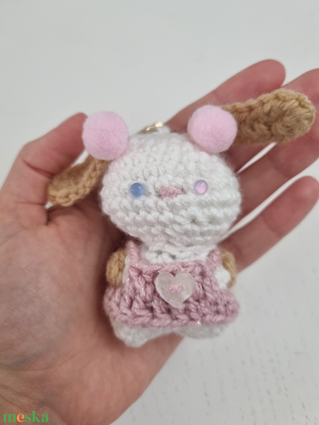 Horgolt Kulcstartó Nyuszi - táska & tok - kulcstartó & táskadísz - kulcstartó - Meska.hu