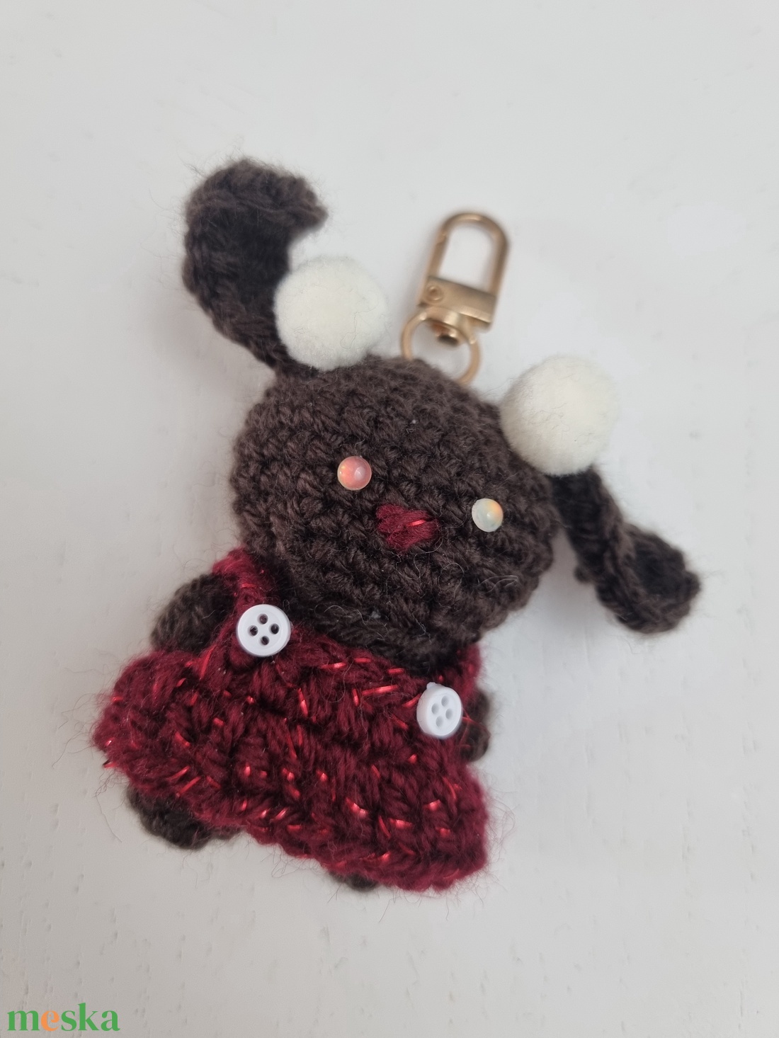 Horgolt Kulcstartó Nyuszi - táska & tok - kulcstartó & táskadísz - kulcstartó - Meska.hu
