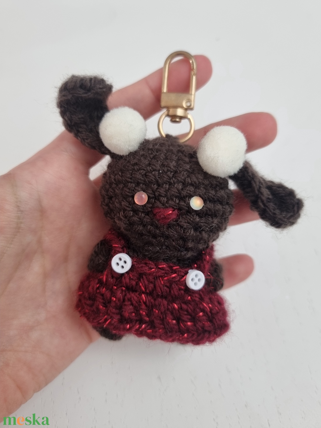 Horgolt Kulcstartó Nyuszi - táska & tok - kulcstartó & táskadísz - kulcstartó - Meska.hu