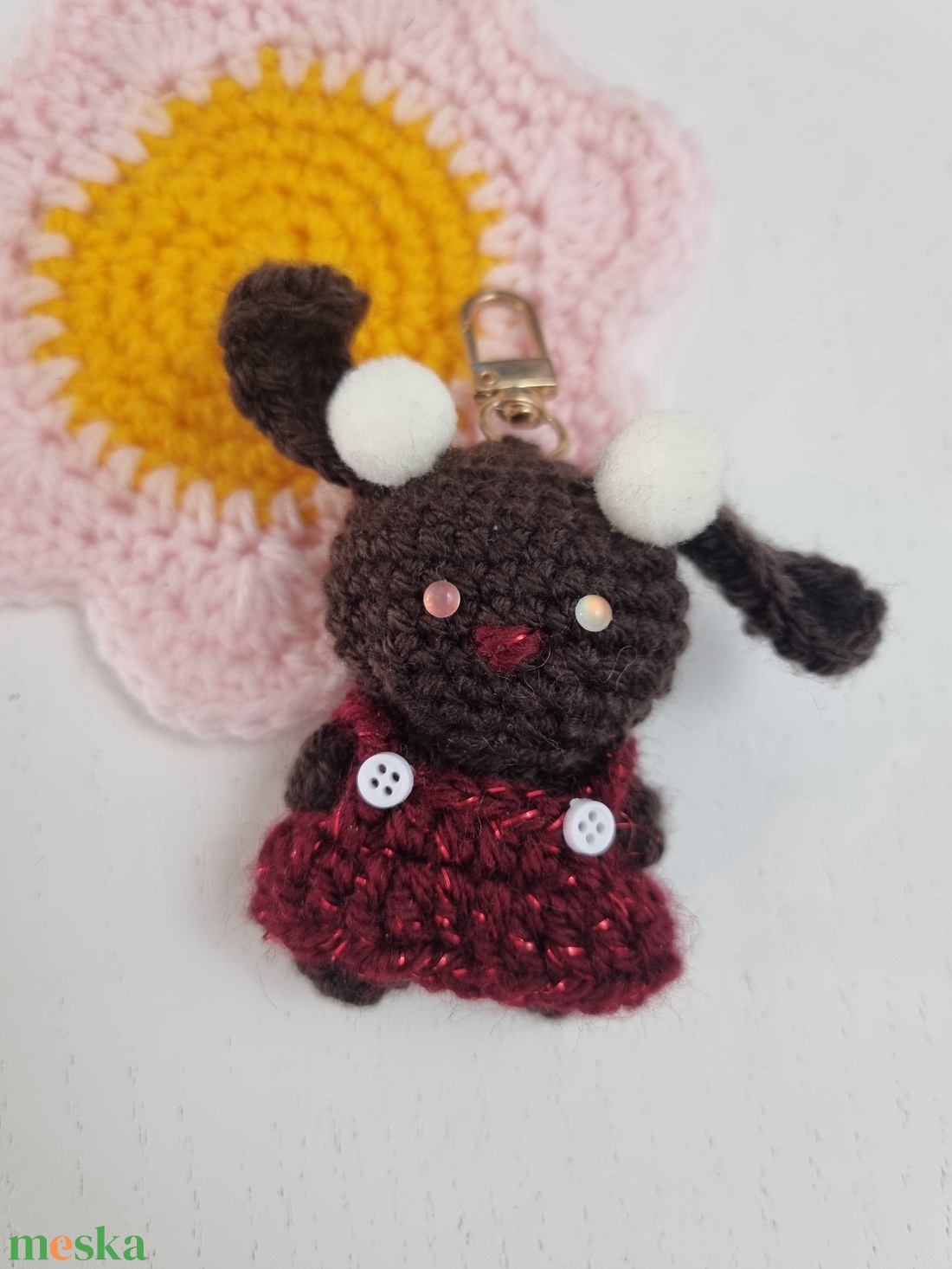 Horgolt Kulcstartó Nyuszi - táska & tok - kulcstartó & táskadísz - kulcstartó - Meska.hu