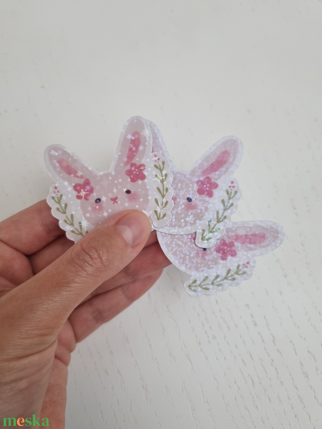 Holografikus Nyuszis Matrica - otthon & életmód - papír, írószer - matrica, matrica csomag - Meska.hu