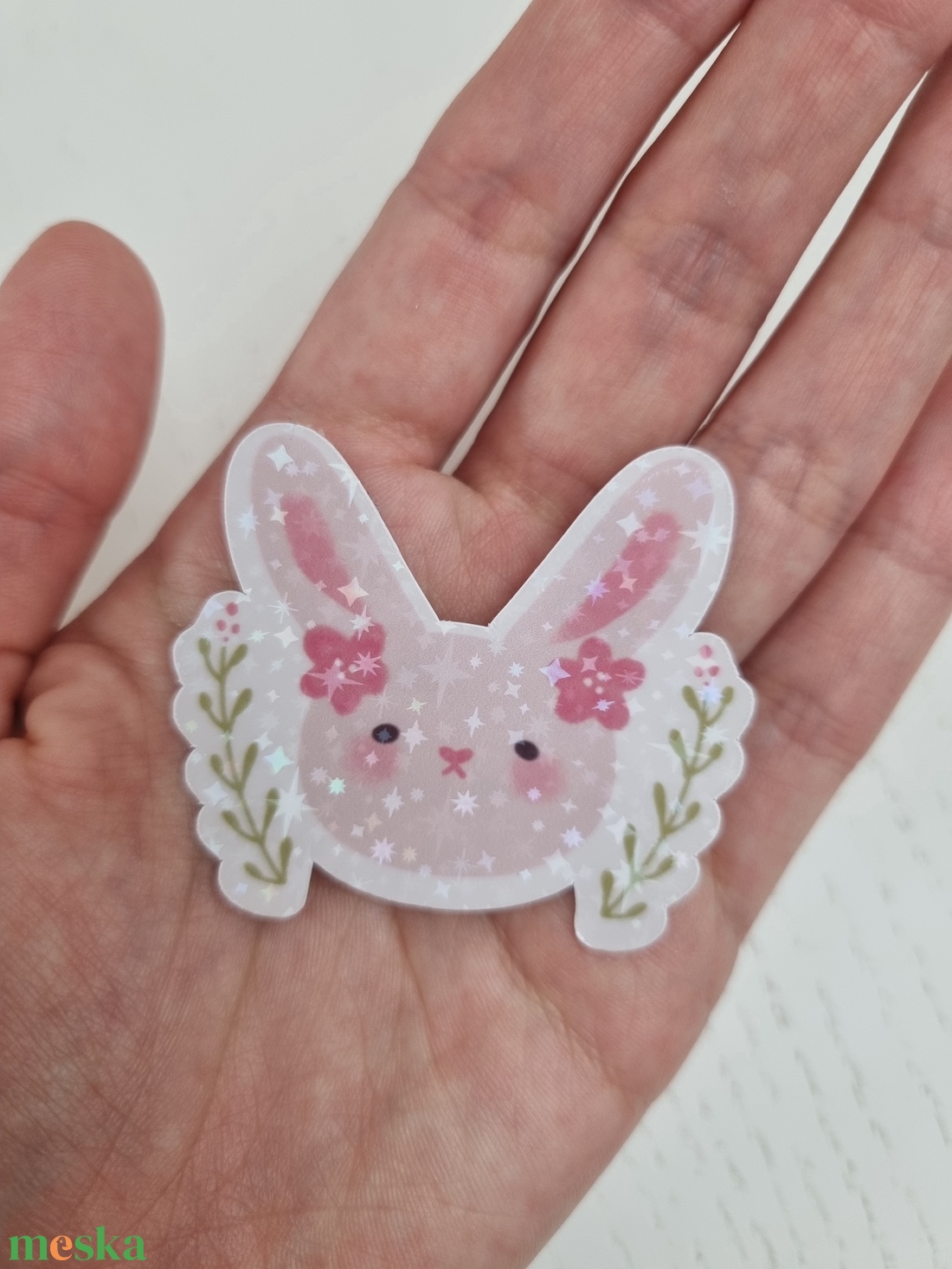 Holografikus Nyuszis Matrica - otthon & életmód - papír, írószer - matrica, matrica csomag - Meska.hu