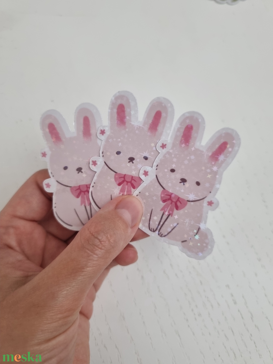 Holografikus Nyuszis Matrica - otthon & életmód - papír, írószer - matrica, matrica csomag - Meska.hu