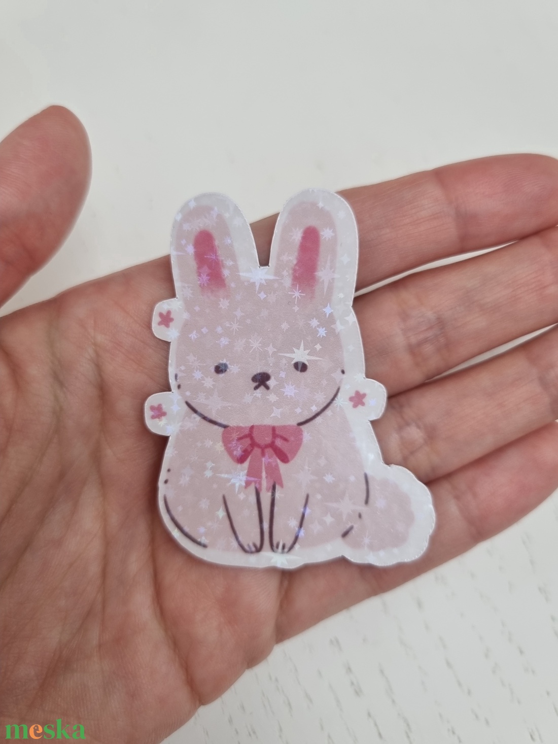 Holografikus Nyuszis Matrica - otthon & életmód - papír, írószer - matrica, matrica csomag - Meska.hu