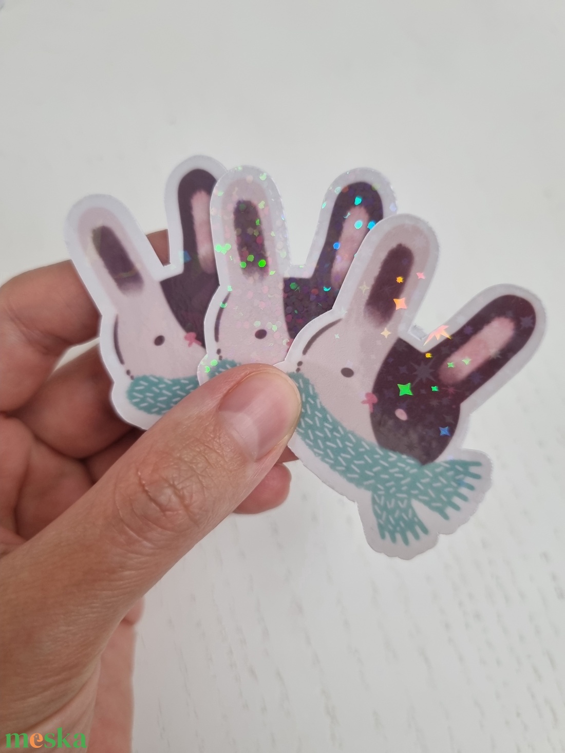 Holografikus Nyuszis Matrica - otthon & életmód - papír, írószer - matrica, matrica csomag - Meska.hu