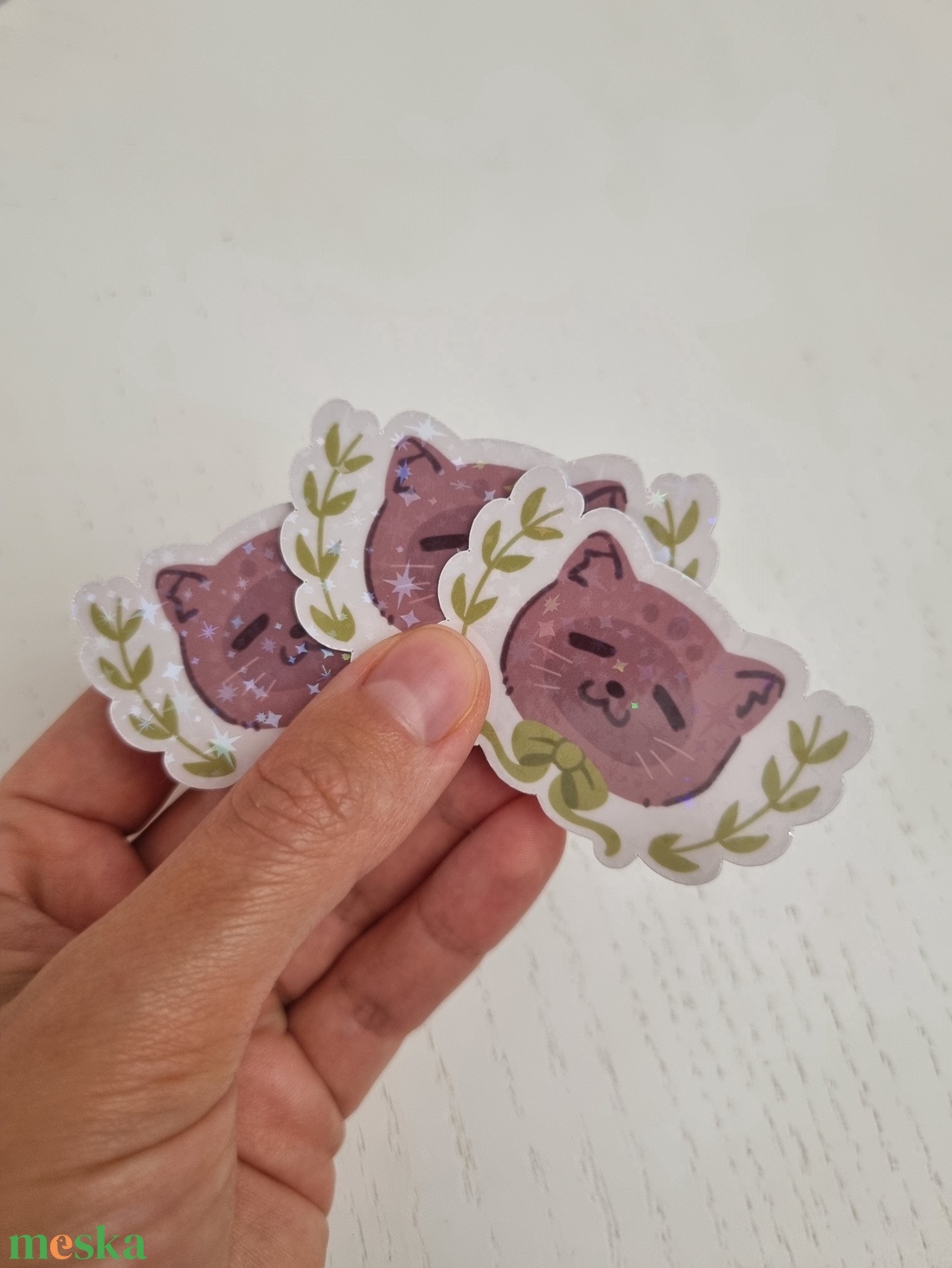 Holografikus Cicás Matrica - otthon & életmód - papír, írószer - matrica, matrica csomag - Meska.hu