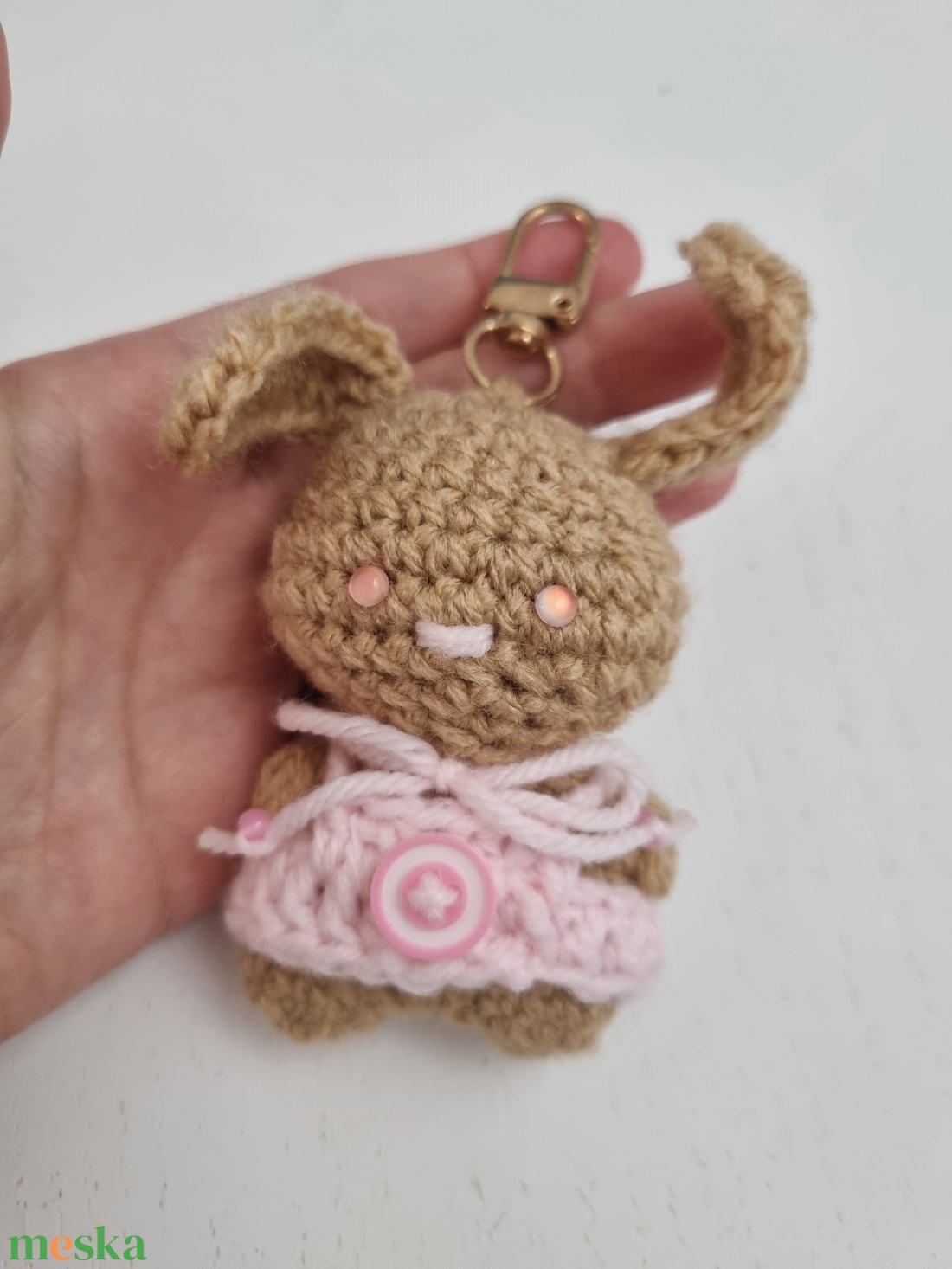 Horgolt Kulcstartó Nyuszi - táska & tok - kulcstartó & táskadísz - kulcstartó - Meska.hu