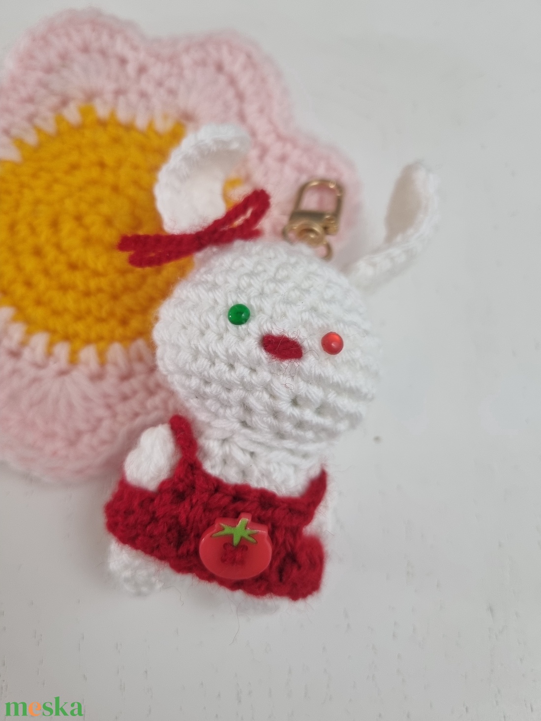 Horgolt Kulcstartó Nyuszi - táska & tok - kulcstartó & táskadísz - kulcstartó - Meska.hu