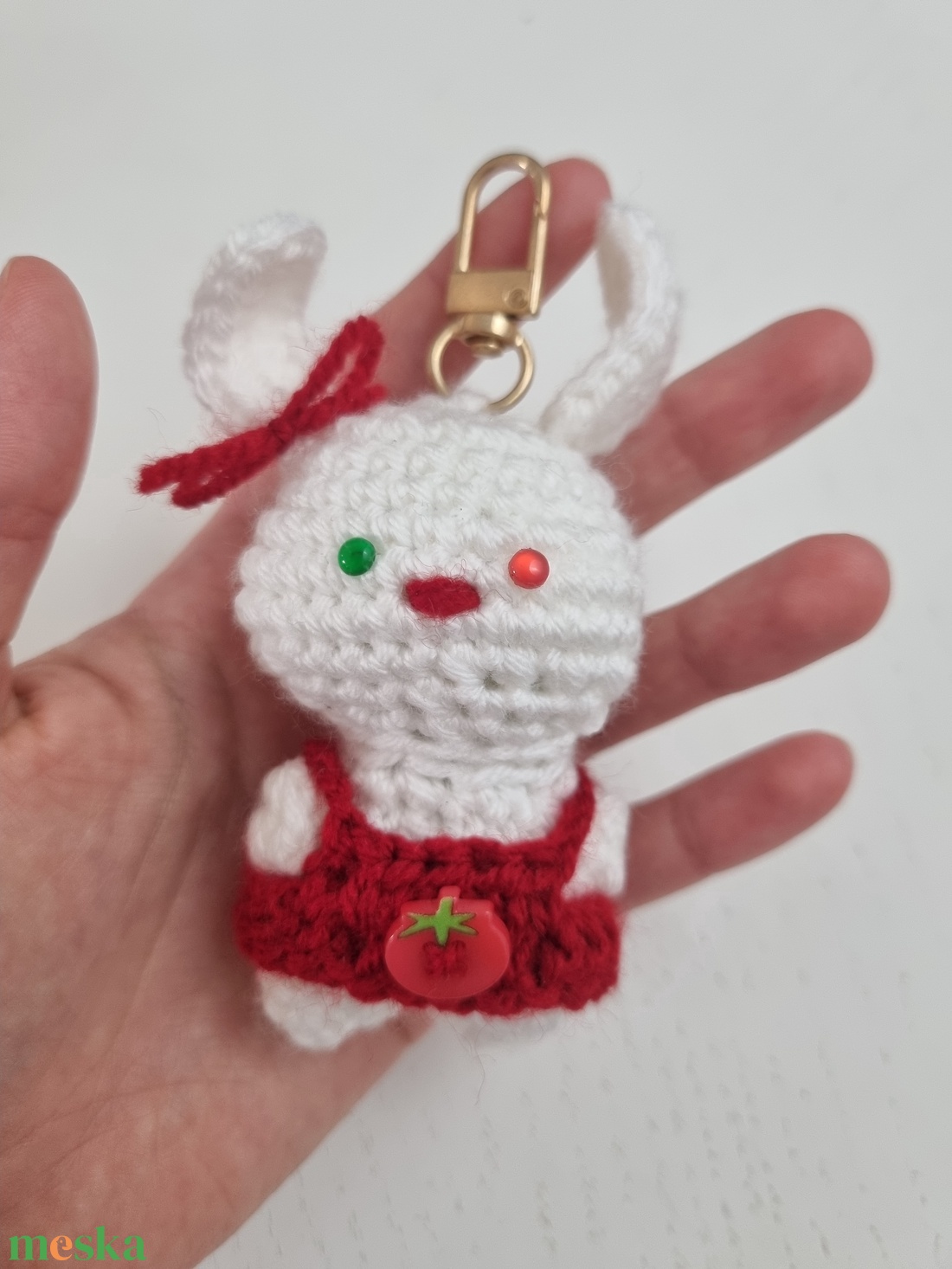 Horgolt Kulcstartó Nyuszi - táska & tok - kulcstartó & táskadísz - kulcstartó - Meska.hu