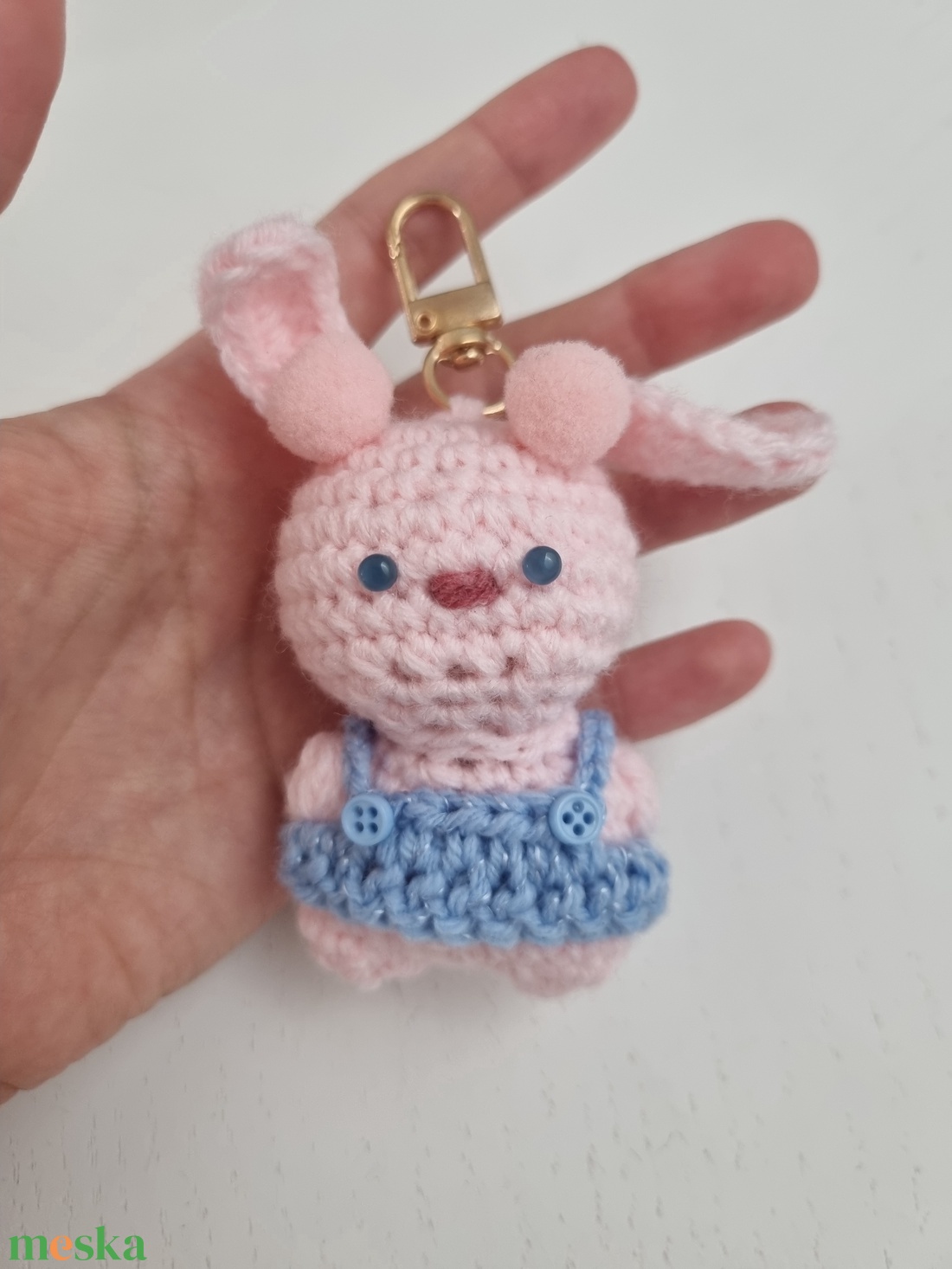 Horgolt Kulcstartó Nyuszi - táska & tok - kulcstartó & táskadísz - kulcstartó - Meska.hu