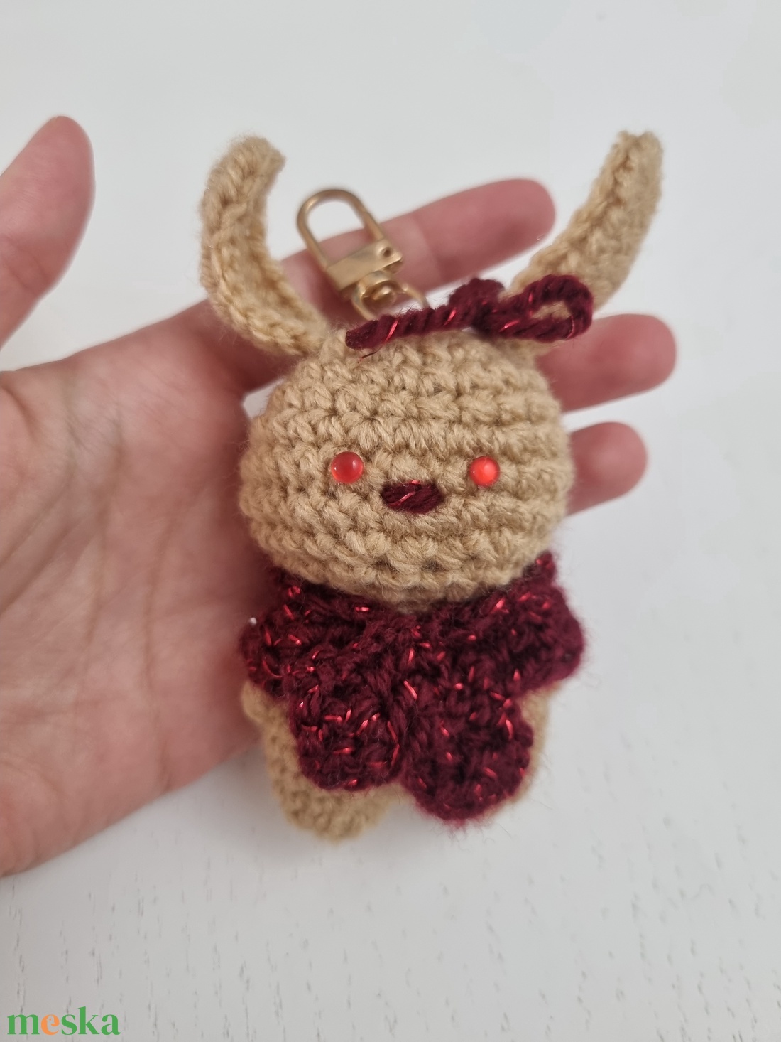 Horgolt Kulcstartó Nyuszi - táska & tok - kulcstartó & táskadísz - kulcstartó - Meska.hu