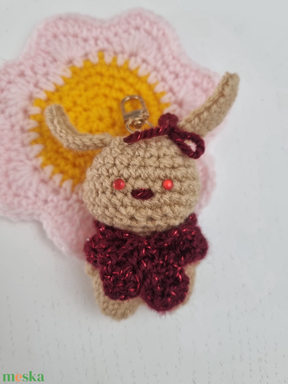 Horgolt Kulcstartó Nyuszi - táska & tok - kulcstartó & táskadísz - kulcstartó - Meska.hu