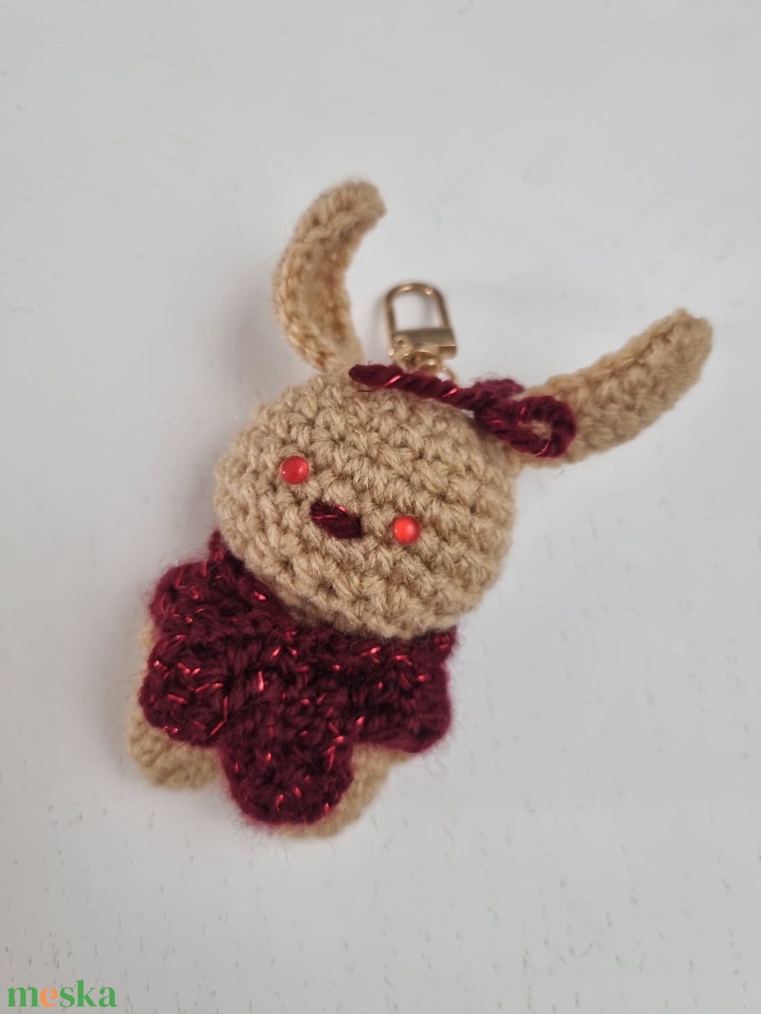 Horgolt Kulcstartó Nyuszi - táska & tok - kulcstartó & táskadísz - kulcstartó - Meska.hu