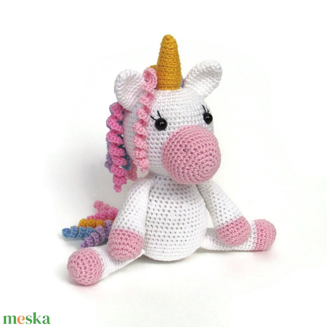 Rendelhető - Horgolt unikornis színes sörénnyel amigurumi - játék & sport - plüssállat & játékfigura - unikornis - Meska.hu