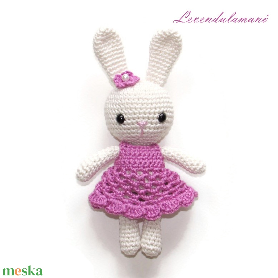 Horgolt fehér nyuszilány mályva színű ruhában amigurumi - játék & sport - plüssállat & játékfigura - nyuszi - Meska.hu Horgolt fehér nyuszilány mályva színű ruhában amigurumi - játék & sport - plüssállat & játékfigura - nyuszi - Meska.hu