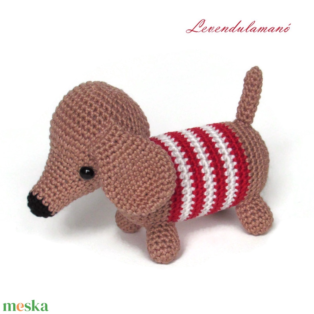 Horgolt tacskó kutya (piros csíkos) amigurumi - játék & sport - plüssállat & játékfigura - kutya - Meska.hu Horgolt tacskó kutya (piros csíkos) amigurumi - játék & sport - plüssállat & játékfigura - kutya - Meska.hu