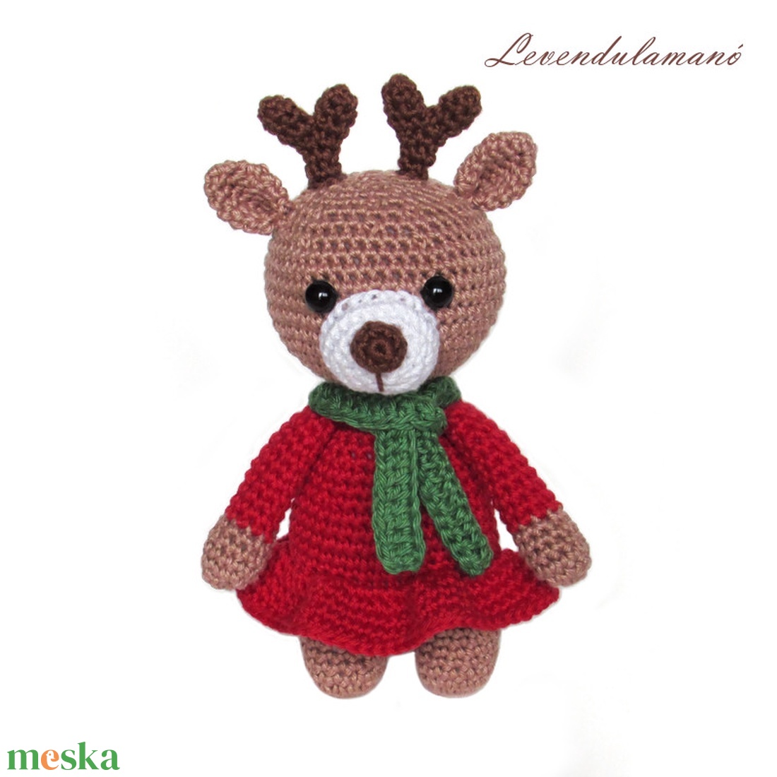 Rendelhető - Horgolt rénszarvas lányka - karácsony - karácsonyi lakásdekoráció - karácsonyi manók, figurák - Meska.hu