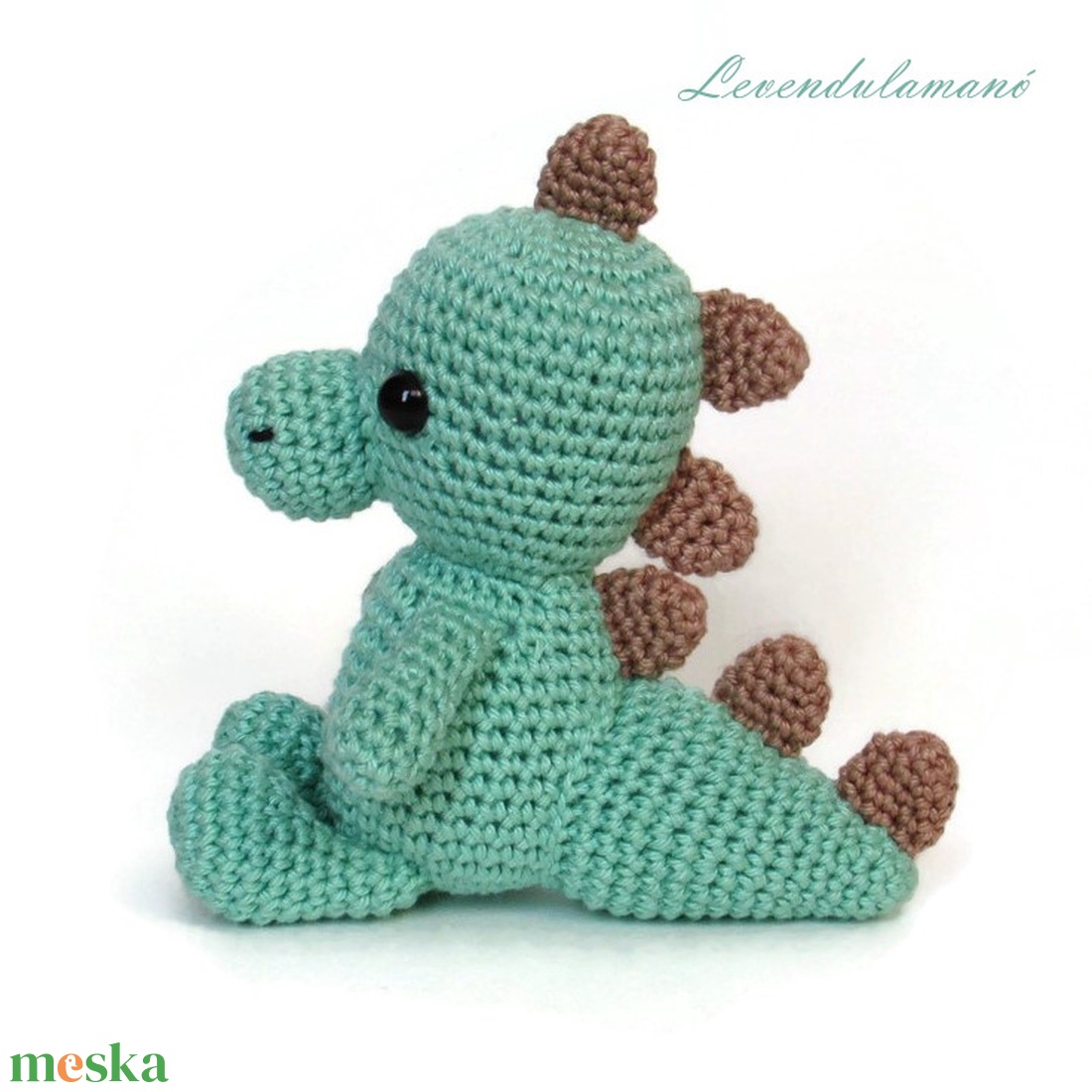 Horgolt világos zöld dinó amigurumi - játék & sport - plüssállat & játékfigura - plüss dínók - Meska.hu