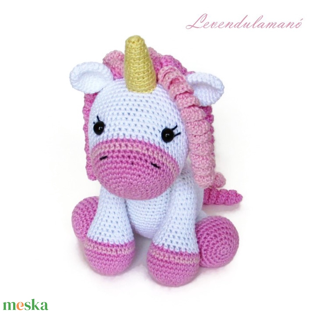 Horgolt fehér-rózsaszín unikornis amigurumi  - játék & sport - plüssállat & játékfigura - unikornis - Meska.hu