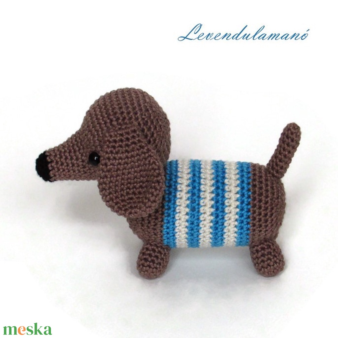 Horgolt tacskó kutya (kék csíkos) amigurumi - játék & sport - plüssállat & játékfigura - kutya - Meska.hu Horgolt tacskó kutya (kék csíkos) amigurumi - játék & sport - plüssállat & játékfigura - kutya - Meska.hu
