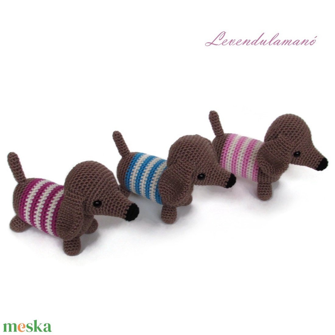 Horgolt tacskó kutya (kék csíkos) amigurumi - játék & sport - plüssállat & játékfigura - kutya - Meska.hu Horgolt tacskó kutya (kék csíkos) amigurumi - játék & sport - plüssállat & játékfigura - kutya - Meska.hu