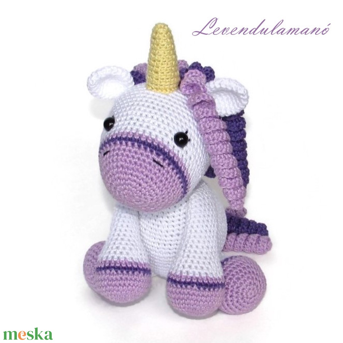 Horgolt fehér-lila unikornis amigurumi  - játék & sport - plüssállat & játékfigura - unikornis - Meska.hu