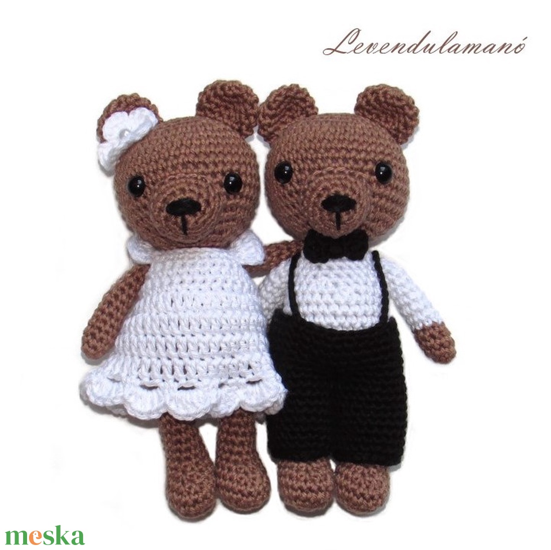 Horgolt macipár esküvői ruhában amigurumi nászajándék - játék & sport - plüssállat & játékfigura - maci - Meska.hu