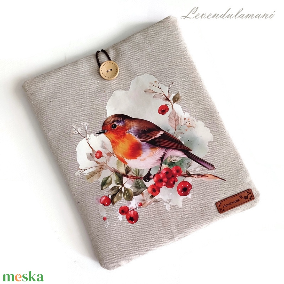 Vörösbegy könyvszütyő, könyvtok - könyv & zene - könyvtok - Meska.hu