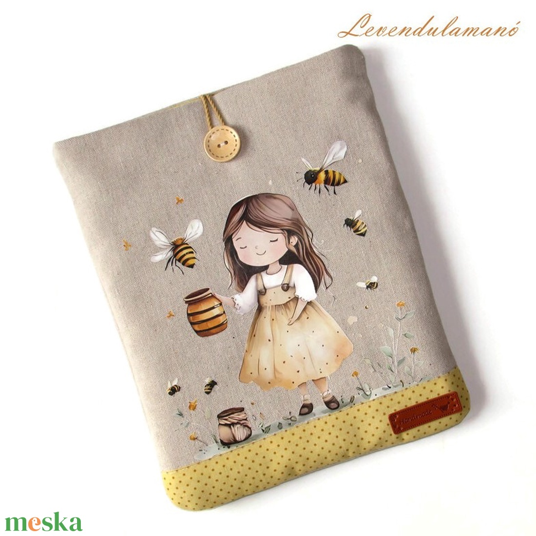 Szorgos méhecskék könyvszütyő, könyvtok - könyv & zene - könyvtok - Meska.hu