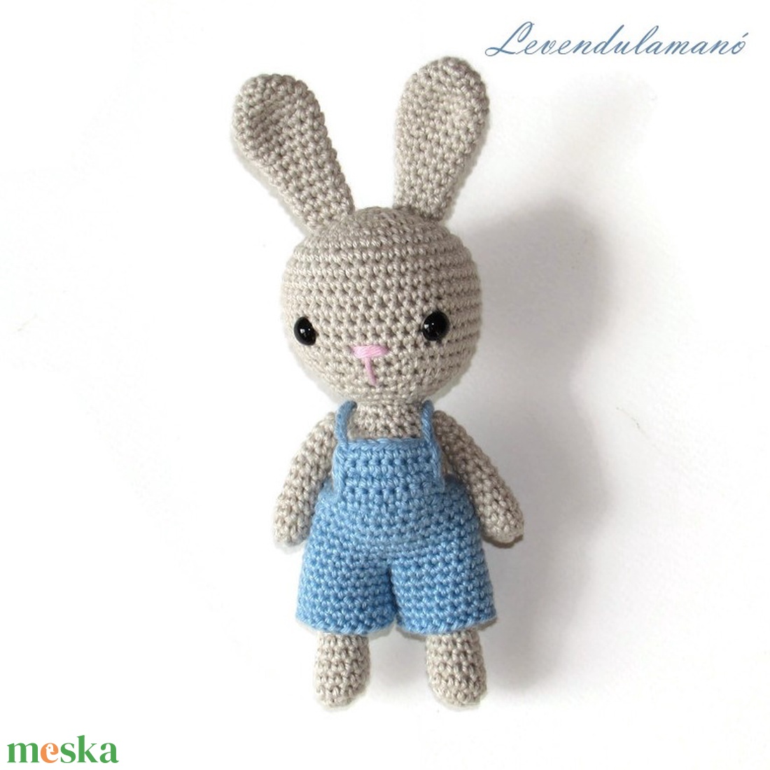 Horgolt szürke nyuszi fiú kék nadrágban - játék & sport - plüssállat & játékfigura - nyuszi - Meska.hu