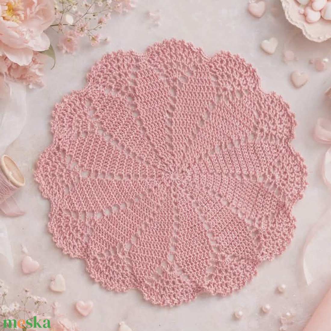 Horgolt tányéralátét / horgolt terítő rózsaszín - otthon & életmód - konyhafelszerelés, tálalás - tálalás - terítő - Meska.hu