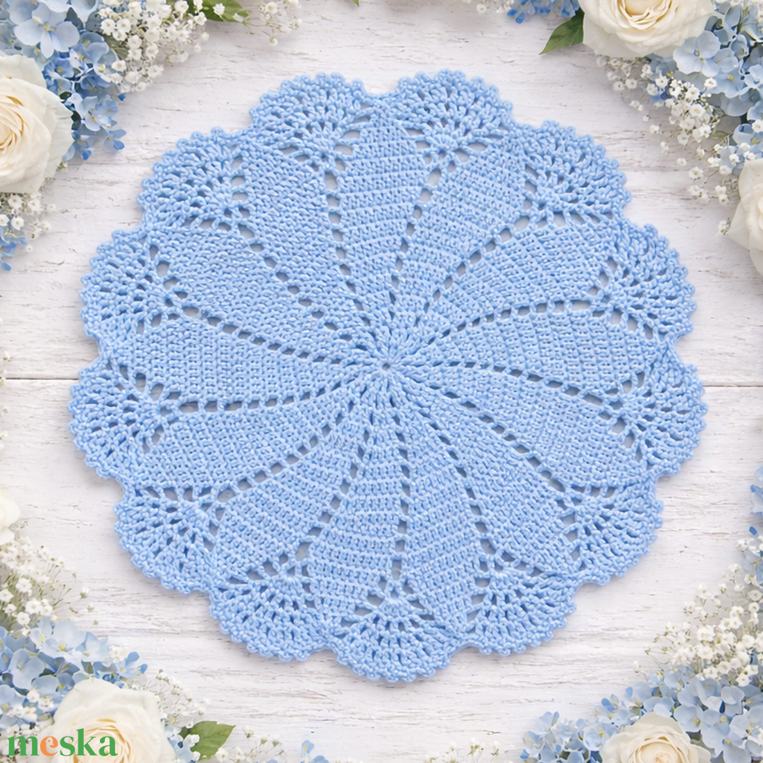 Horgolt tányéralátét / horgolt terítő kék - otthon & életmód - konyhafelszerelés, tálalás - tálalás - terítő - Meska.hu