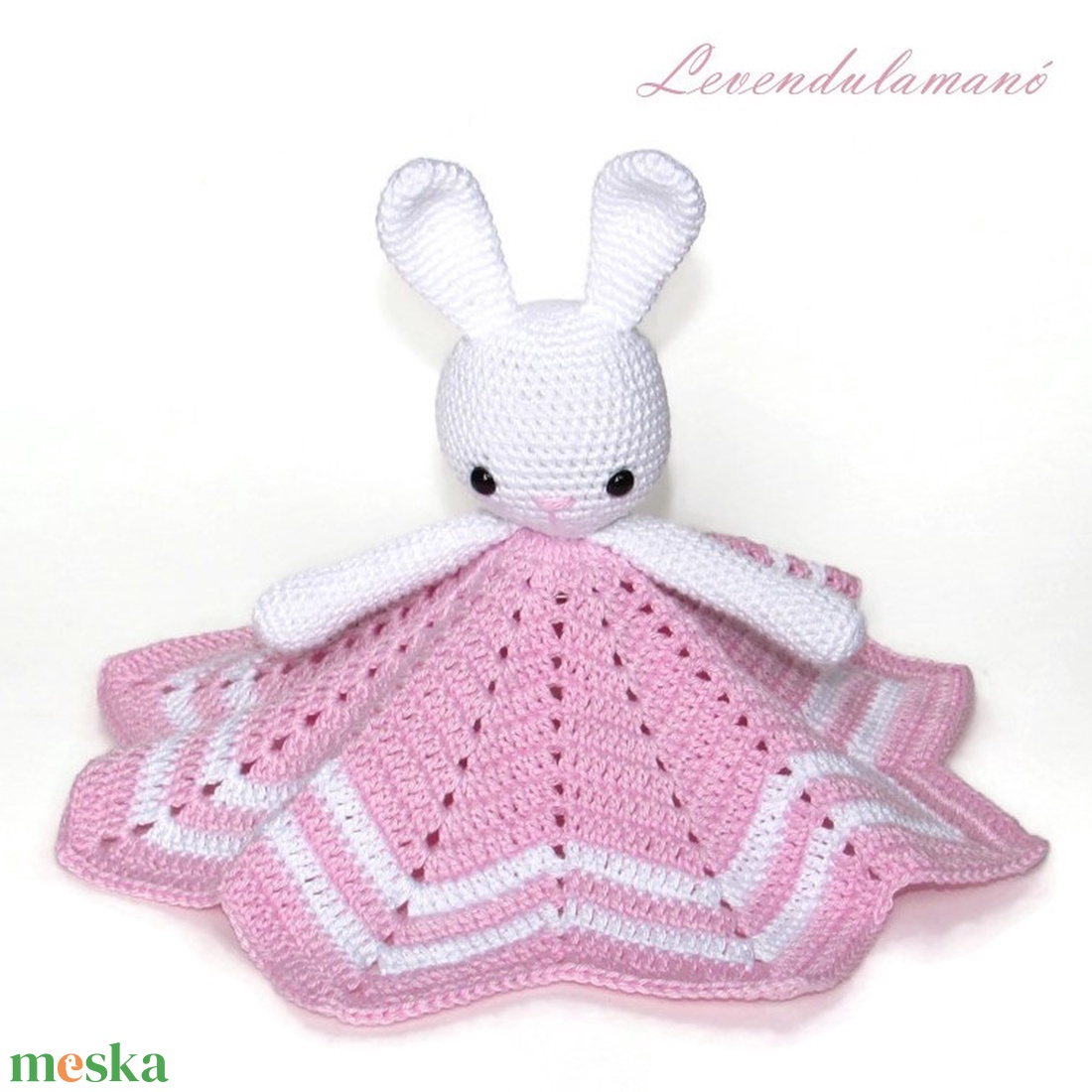 Fehér nyuszis rózsaszín szundikendő - baba - mama - baba játékok - szundikendő, alvóka - Meska.hu