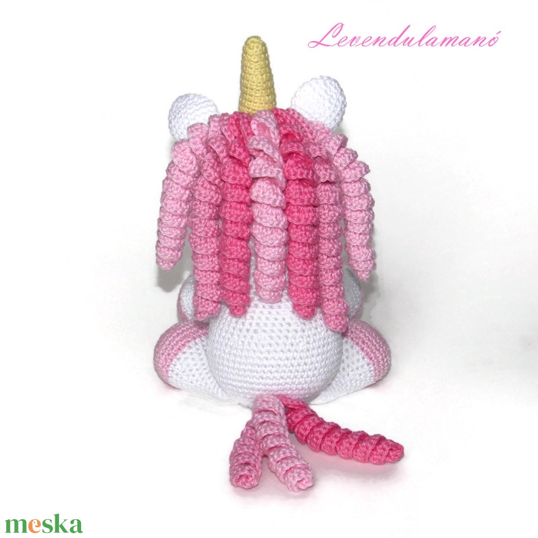 Horgolt fehér-rózsaszín unikornis amigurumi  - játék & sport - plüssállat & játékfigura - unikornis - Meska.hu