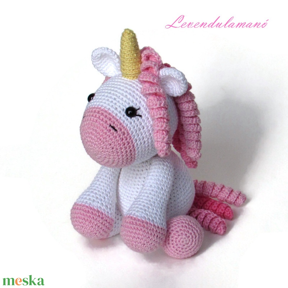 Horgolt fehér-rózsaszín unikornis amigurumi  - játék & sport - plüssállat & játékfigura - unikornis - Meska.hu