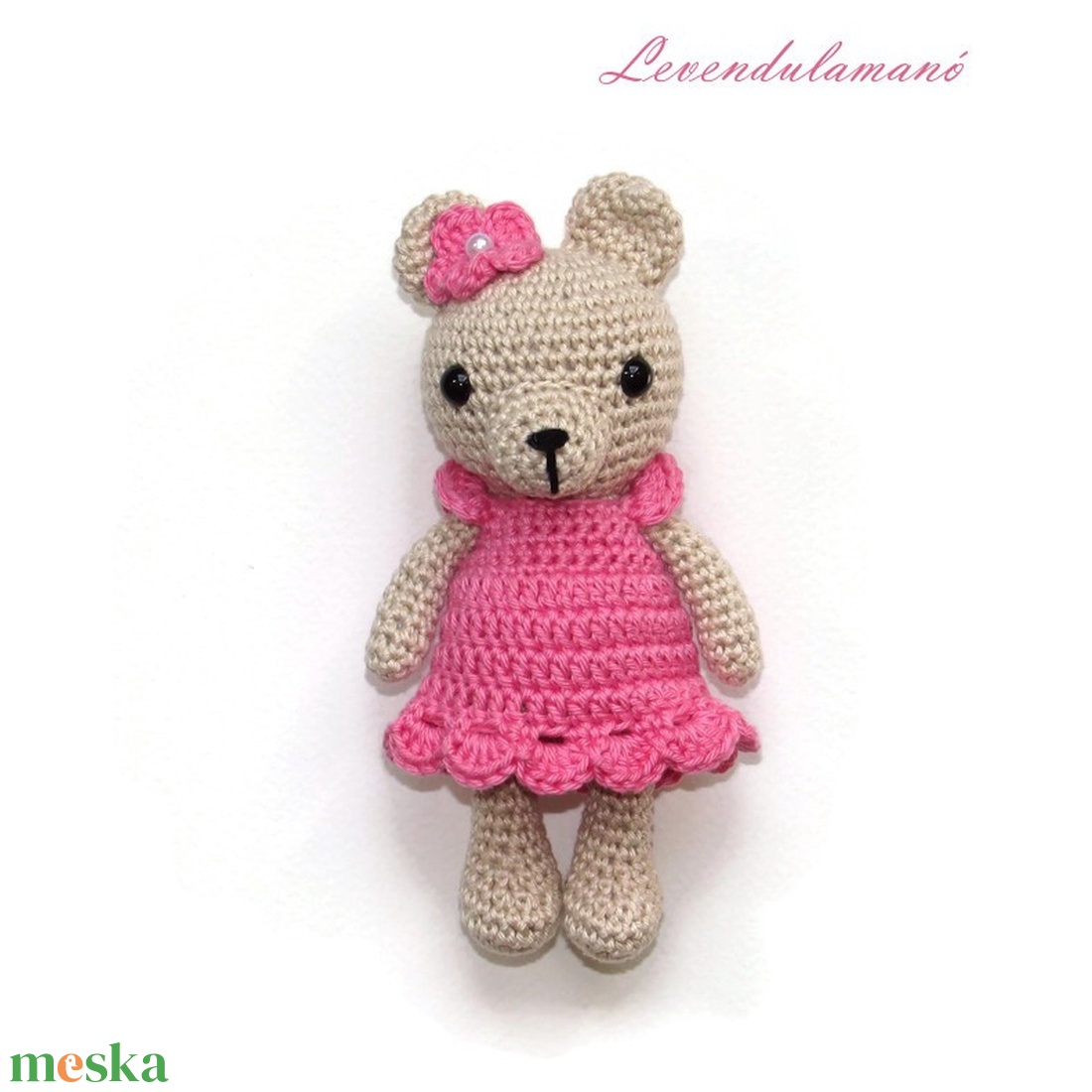 Horgolt macilány pink ruhában amigurumi  - játék & sport - plüssállat & játékfigura - maci - Meska.hu