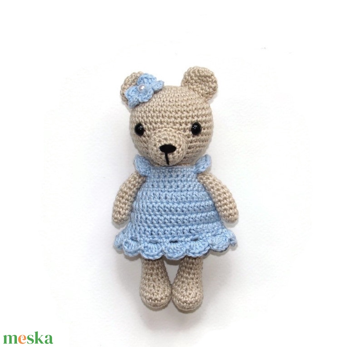 Horgolt macilány kék ruhában amigurumi  - játék & sport - plüssállat & játékfigura - maci - Meska.hu
