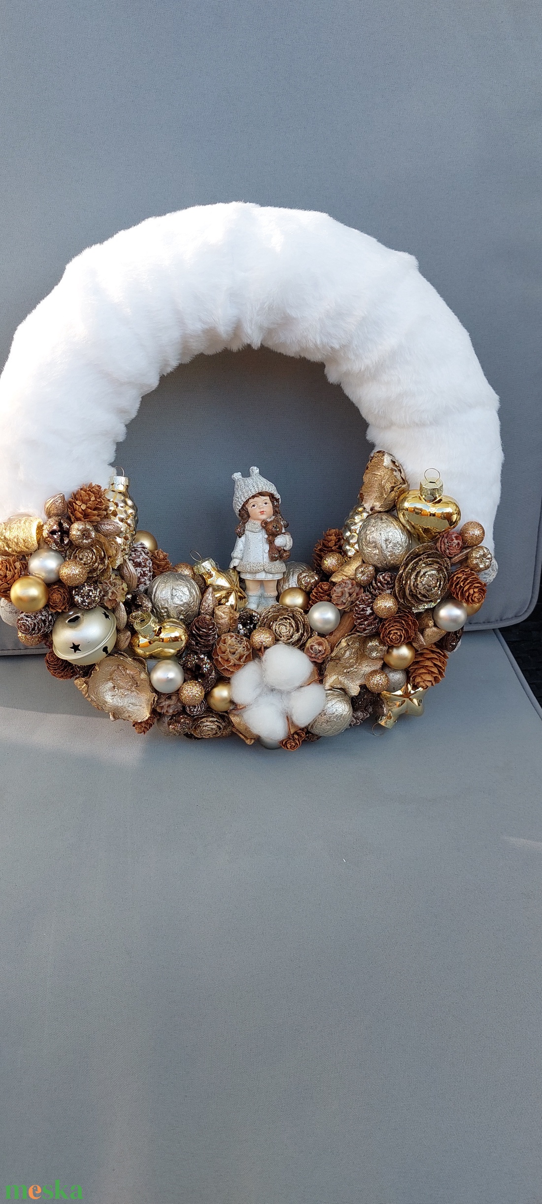 Kislány macival - karácsony - karácsonyi lakásdekoráció - karácsonyi ajtódíszek - Meska.hu