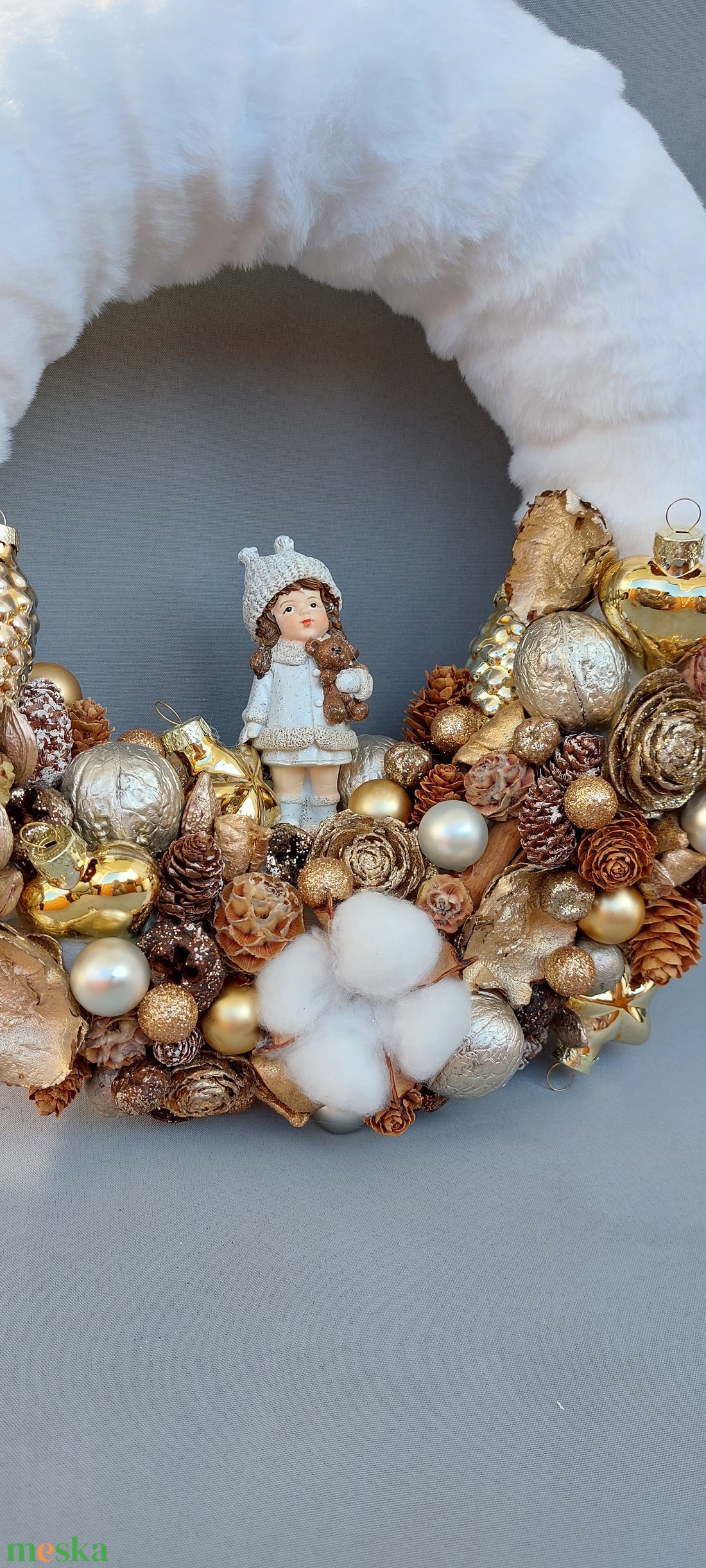 Kislány macival - karácsony - karácsonyi lakásdekoráció - karácsonyi ajtódíszek - Meska.hu