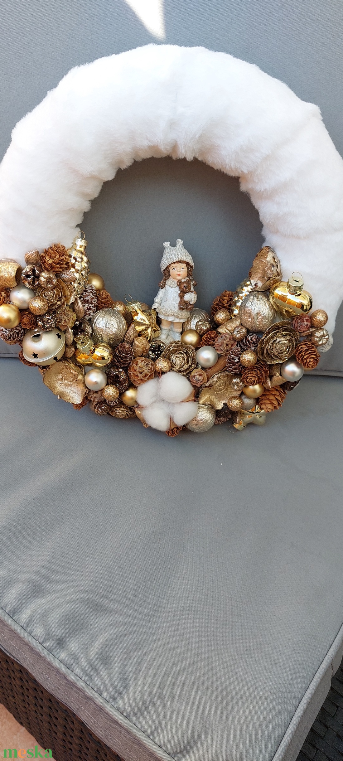 Kislány macival - karácsony - karácsonyi lakásdekoráció - karácsonyi ajtódíszek - Meska.hu