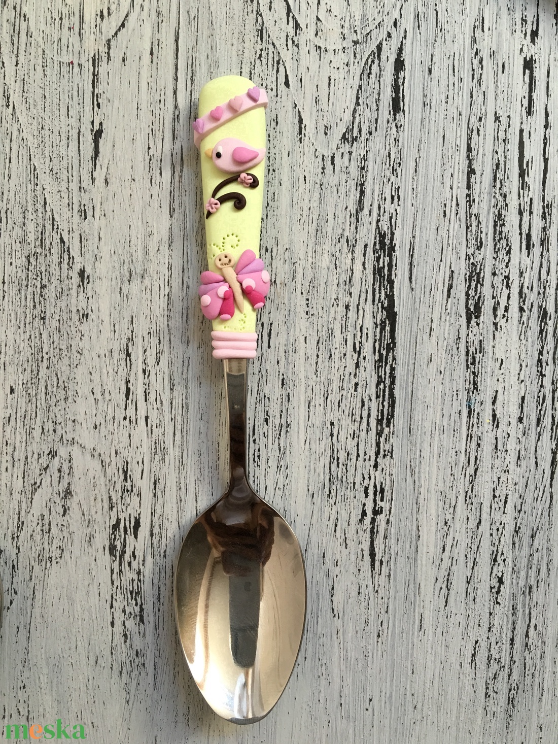 Madárkás pillangós kiskanál  - otthon & életmód - konyhafelszerelés, tálalás - tálalás - kanál & villa - Meska.hu