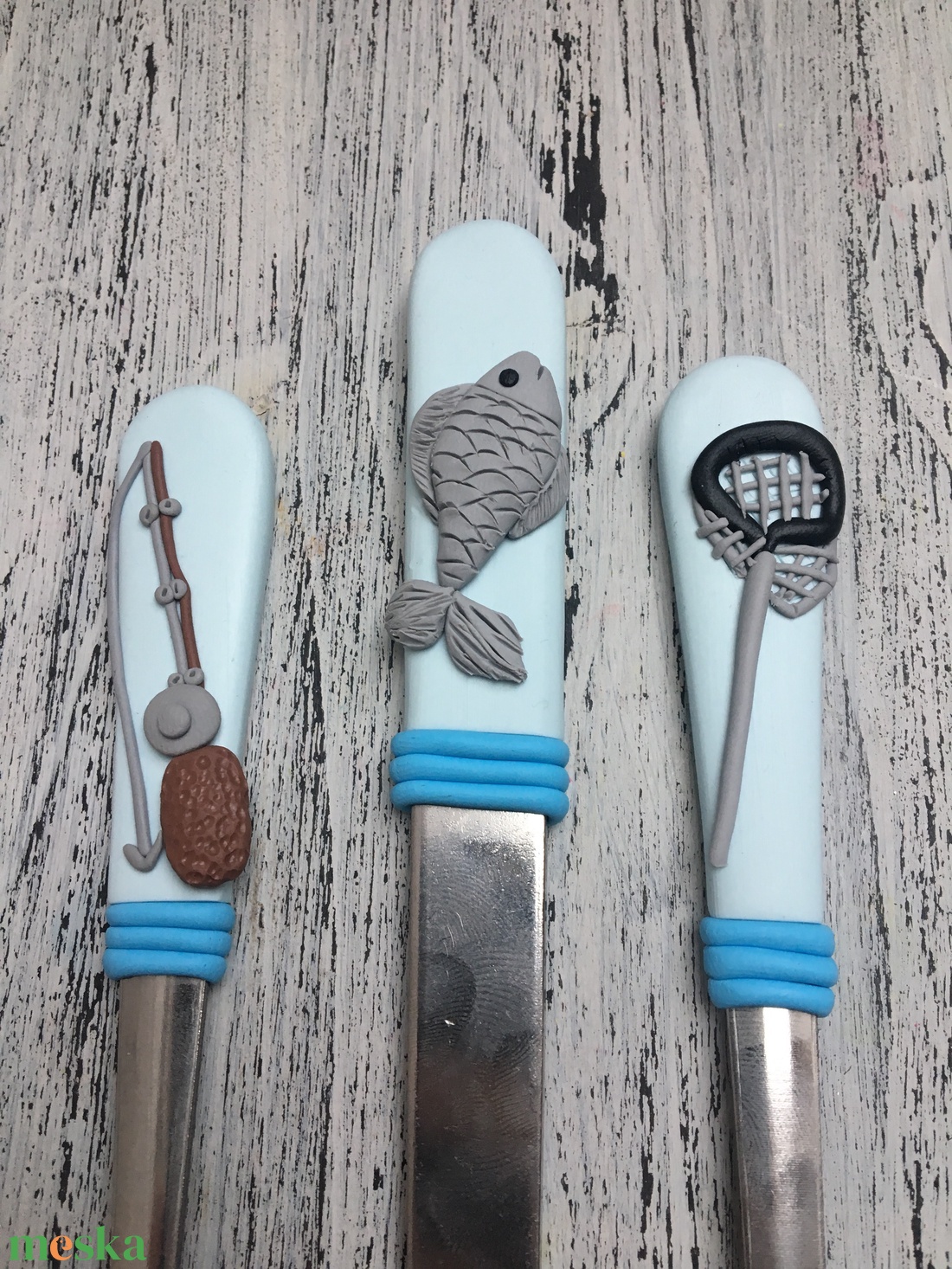 Horgászos evőeszköz szett - otthon & életmód - konyhafelszerelés, tálalás - tálalás - kanál & villa - Meska.hu