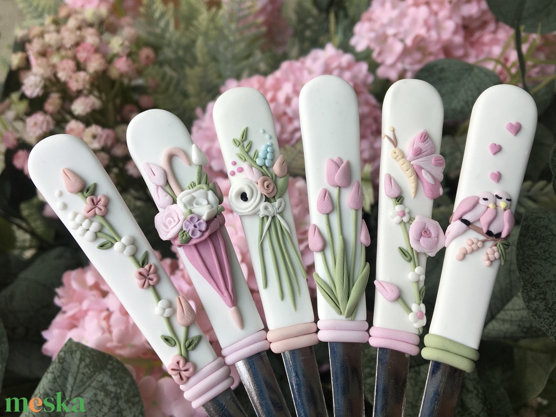 Tavaszi virágcsokor kiskanál készlet  - otthon & életmód - konyhafelszerelés, tálalás - tálalás - kanál & villa - Meska.hu