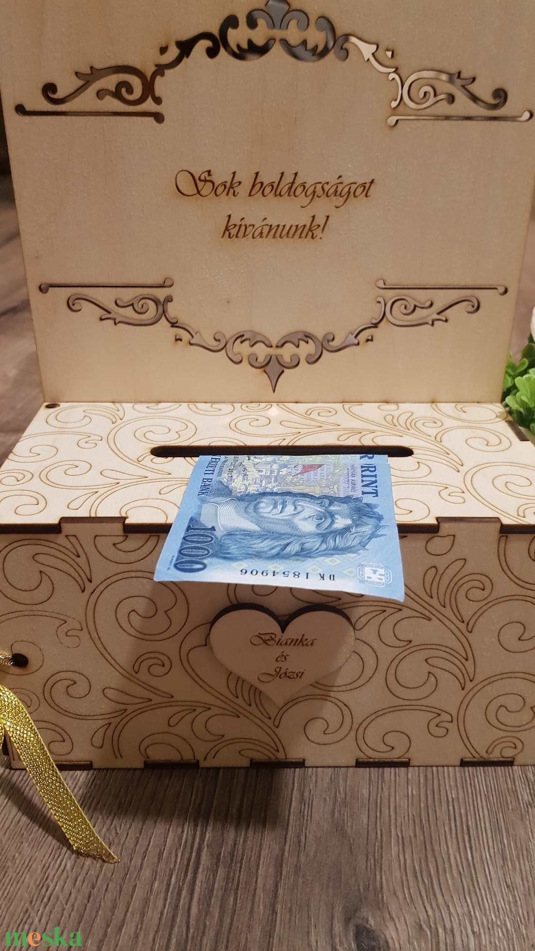 Nászajándék pénzgyűjtő doboz, Persely, Nászdoboz, NÉVRE SZÓLÓ ajándék esküvőre - esküvő - emlék & ajándék - doboz - Meska.hu