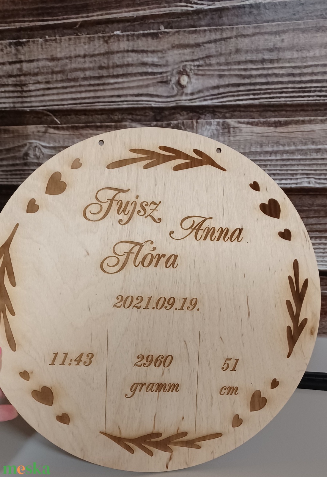 Lézervágott Baba névtábla fából 30 cm, Névtábla születési adatokkal, Babaköszöntésre, Babaszületésre - otthon & életmód - babaszoba, gyerekszoba - gyerek névtábla - Meska.hu