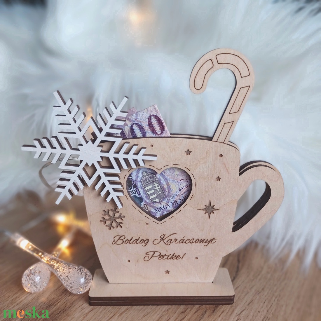 Pénzátadó karácsonyi bögre, boríték helyett kreatív csomagolás karácsonyra - otthon & életmód - papír, írószer - ajándékozás kellékei - pénzátadó doboz - Meska.hu