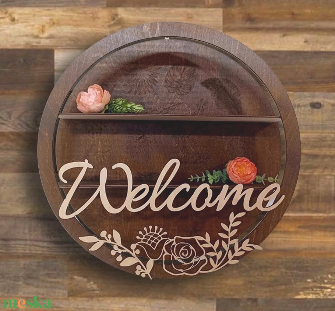 Különleges Welcome feliratú fali dekoráció, lézervágott virág díszítéssel - otthon & életmód - bútor - polc - Meska.hu Különleges Welcome feliratú fali dekoráció, lézervágott virág díszítéssel - otthon & életmód - bútor - polc - Meska.hu